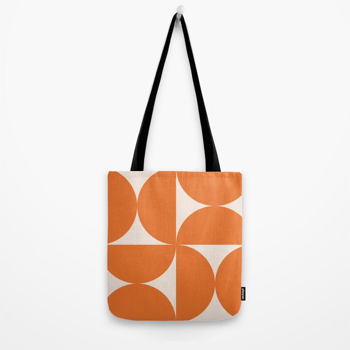 Bauhaus Mid Century Modern Geometric IX Bright Orange Tote Bag Gallery Image 2