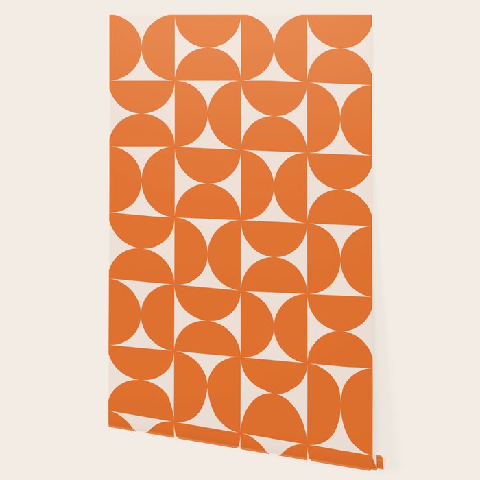 Bauhaus Mid Century Modern Geometric IX Bright Orange Wallpaper Gallery Image 2