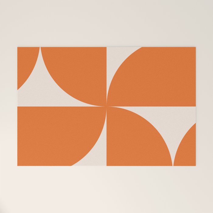 Bauhaus Mid Century Modern Geometric IX Bright Orange Welcome Mat Gallery Image 1