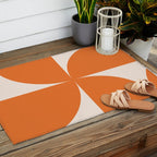 Bauhaus Mid Century Modern Geometric IX Bright Orange Outdoor Rug Gallery Image 2