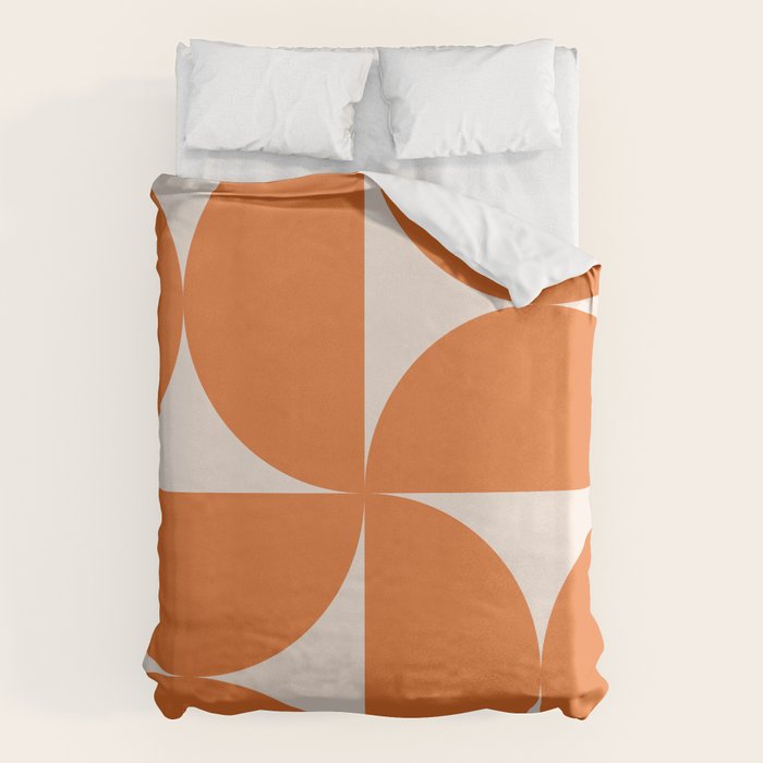 Bauhaus Mid Century Modern Geometric IX Bright Orange Duvet Cover Gallery Image 6