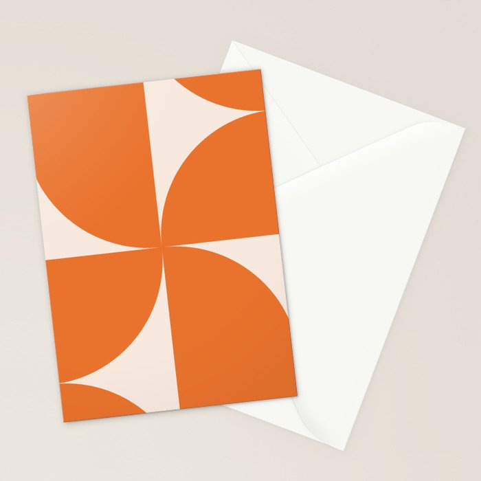 Bauhaus Mid Century Modern Geometric IX Bright Orange Stationery Card Gallery Image 2