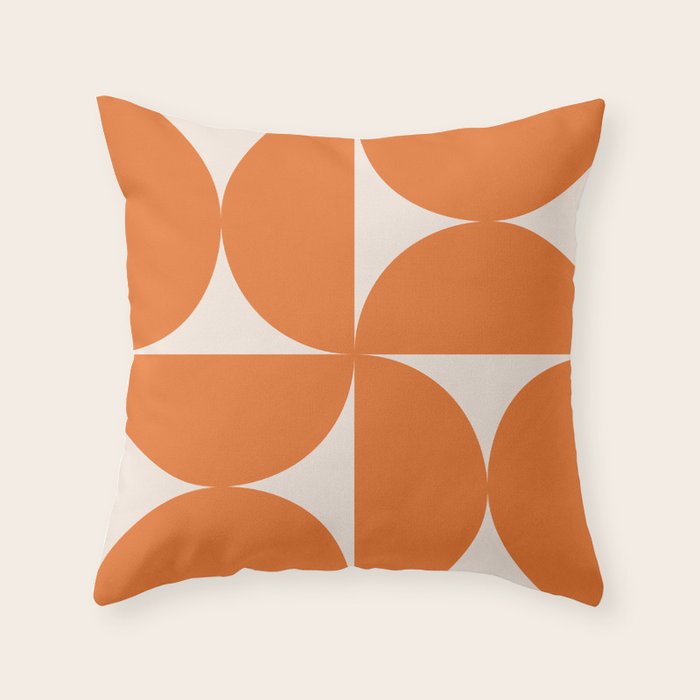 Bauhaus Mid Century Modern Geometric IX Bright Orange Throw Pillow Gallery Image 6