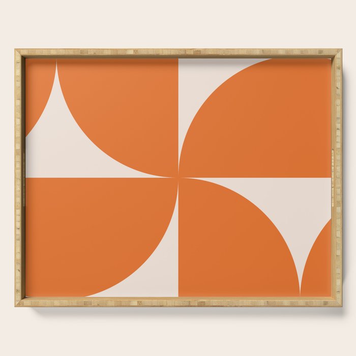 Bauhaus Mid Century Modern Geometric IX Bright Orange Serving Tray Gallery Image 1