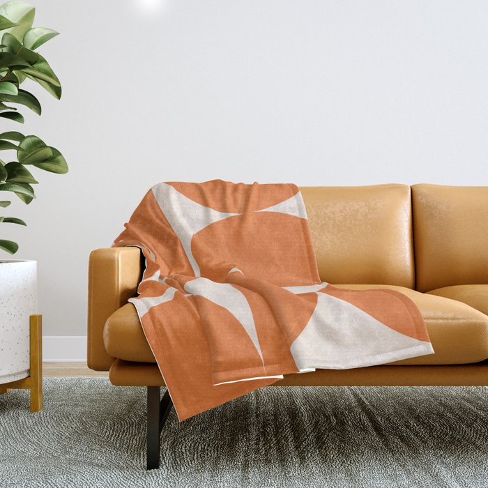 Bauhaus Mid Century Modern Geometric IX Bright Orange Throw Blanket Gallery Image 1