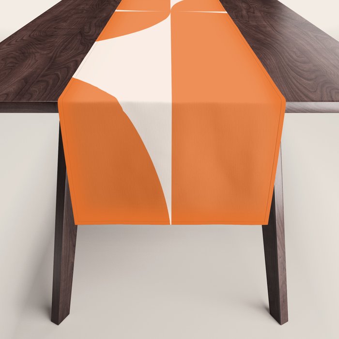Bauhaus Mid Century Modern Geometric IX Bright Orange Table Runner Gallery Image 1