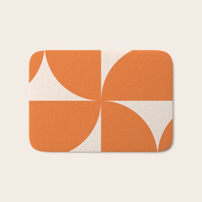 Bauhaus Mid Century Modern Geometric IX Bright Orange Bath Mat Gallery Image 1