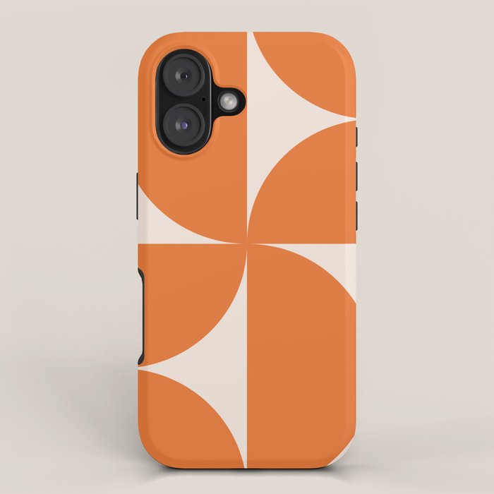 Bauhaus Mid Century Modern Geometric IX Bright Orange iPhone Case Gallery Image 1