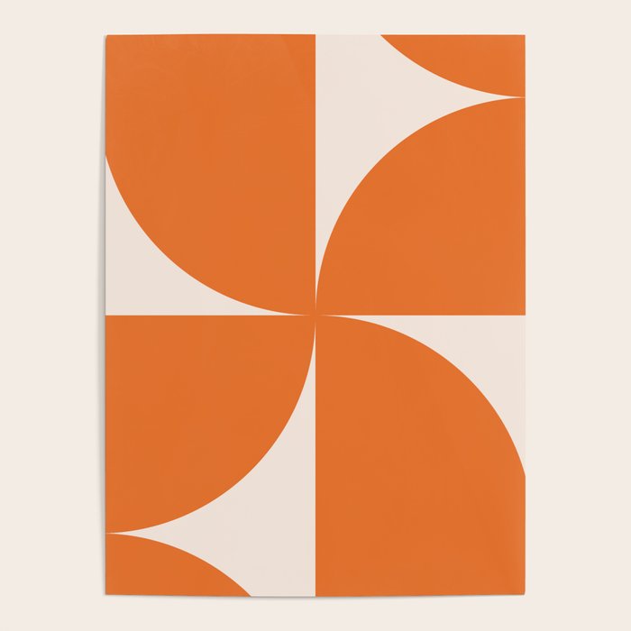 Bauhaus Mid Century Modern Geometric IX Bright Orange Poster Gallery Image 4