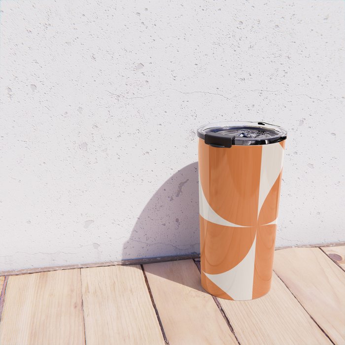 Bauhaus Mid Century Modern Geometric IX Bright Orange Travel Mug Gallery Image 4