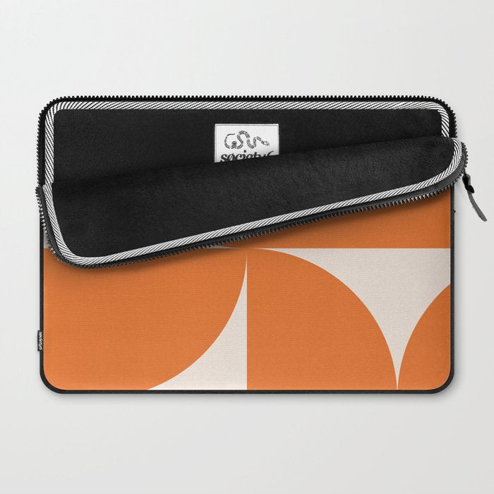 Bauhaus Mid Century Modern Geometric IX Bright Orange Laptop Sleeve Gallery Image 2