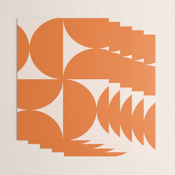 Bauhaus Mid Century Modern Geometric IX Bright Orange Wrapping Paper Gallery Image 3