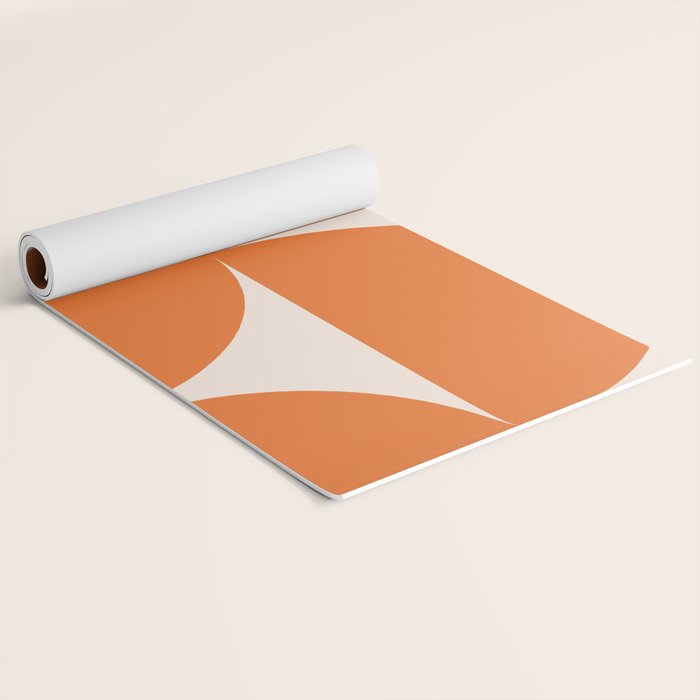 Bauhaus Mid Century Modern Geometric IX Bright Orange Yoga Mat Gallery Image 2