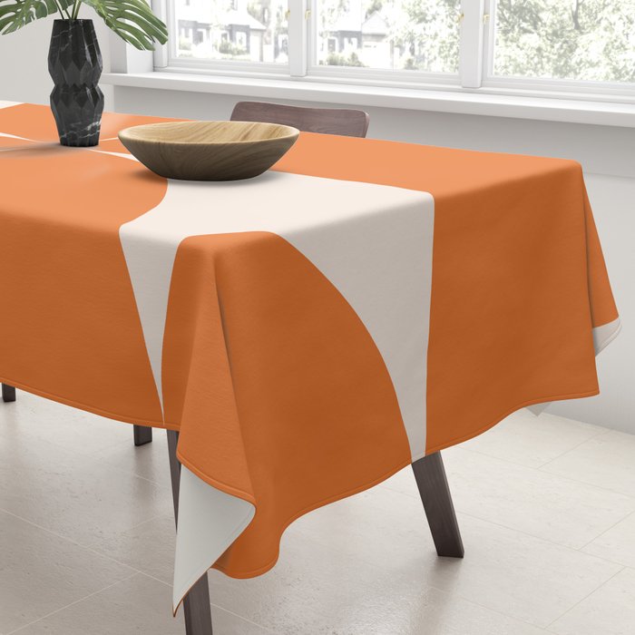 Bauhaus Mid Century Modern Geometric IX Bright Orange Tablecloth Gallery Image 3