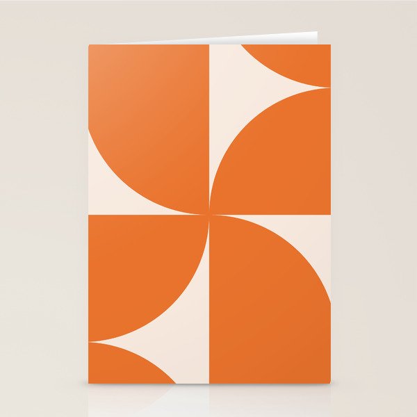 Bauhaus Mid Century Modern Geometric IX Bright Orange Stationery Card Gallery Image 2