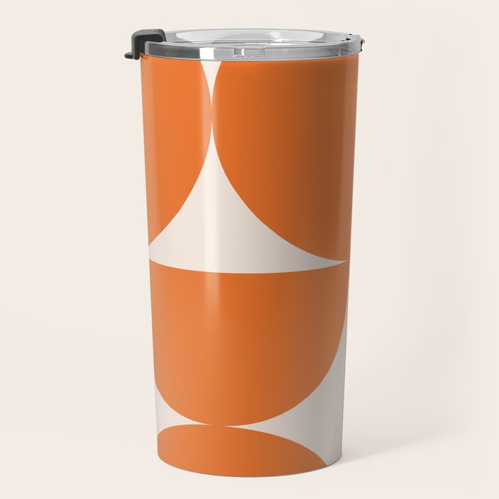 Bauhaus Mid Century Modern Geometric IX Bright Orange Travel Mug Gallery Image 3