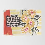 Gouache 2, still life: flowers in a vase with striped wallpaper Rug Gallery Image 2