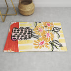 Gouache 2, still life: flowers in a vase with striped wallpaper Rug Gallery Image 1