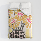 Gouache 2, still life: flowers in a vase with striped wallpaper Duvet Cover Gallery Image 6