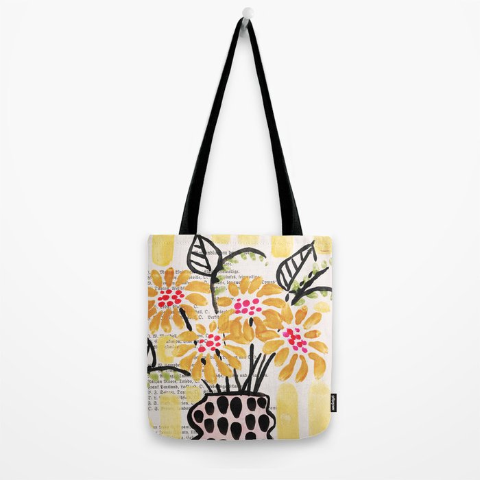 Gouache 2, still life: flowers in a vase with striped wallpaper Tote Bag Gallery Image 2