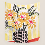 Gouache 2, still life: flowers in a vase with striped wallpaper Wall Tapestry Gallery Image 4
