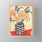 Gouache 2, still life: flowers in a vase with striped wallpaper Mini Art Print Gallery Image 1