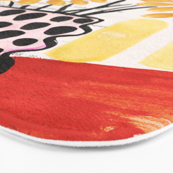 Gouache 2, still life: flowers in a vase with striped wallpaper Bath Mat Gallery Image 3