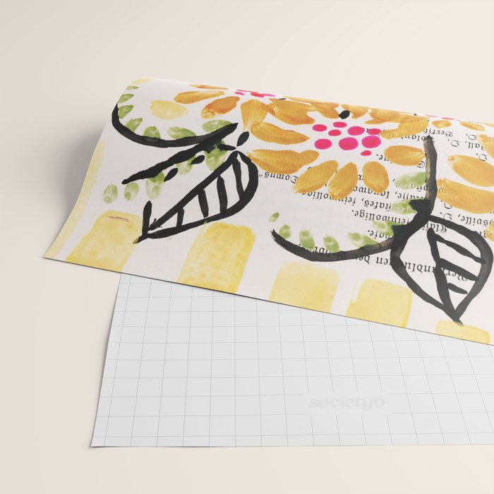 Gouache 2, still life: flowers in a vase with striped wallpaper Wrapping Paper Gallery Image 2