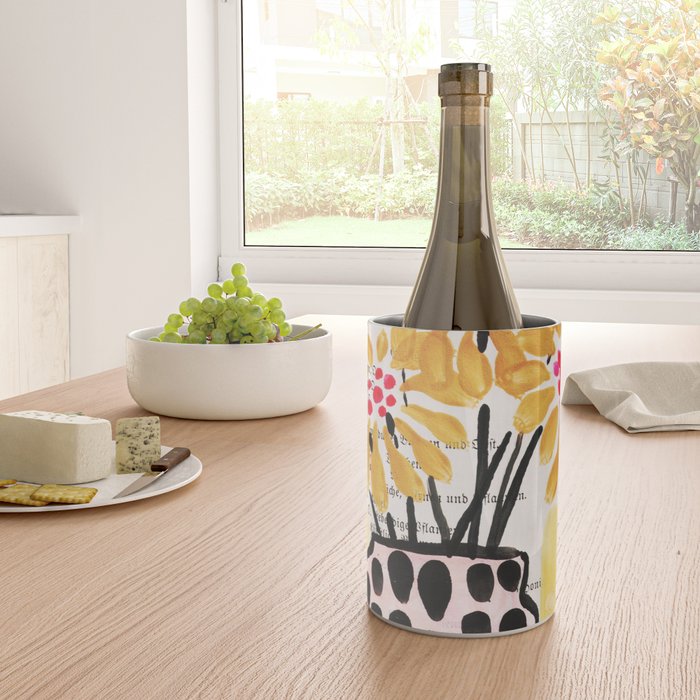 Gouache 2, still life: flowers in a vase with striped wallpaper Wine Chiller Gallery Image 4