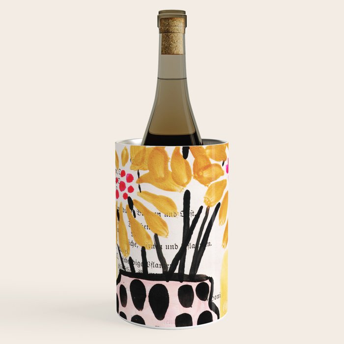 Gouache 2, still life: flowers in a vase with striped wallpaper Wine Chiller Gallery Image 1