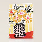 Gouache 2, still life: flowers in a vase with striped wallpaper Stationery Card Gallery Image 2