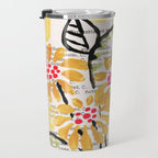 Gouache 2, still life: flowers in a vase with striped wallpaper Travel Mug Gallery Image 3