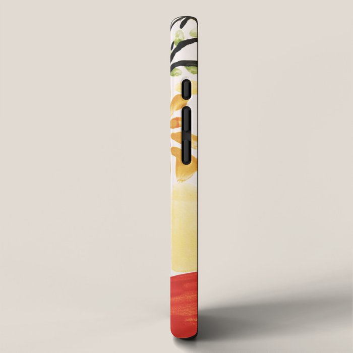 Gouache 2, still life: flowers in a vase with striped wallpaper iPhone Case Gallery Image 2