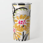Gouache 2, still life: flowers in a vase with striped wallpaper Travel Mug Gallery Image 1