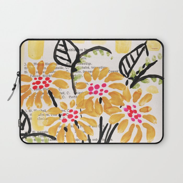 Gouache 2, still life: flowers in a vase with striped wallpaper Laptop Sleeve Gallery Image 1