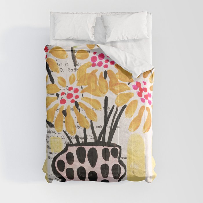 Gouache 2, still life: flowers in a vase with striped wallpaper Comforter Gallery Image 8