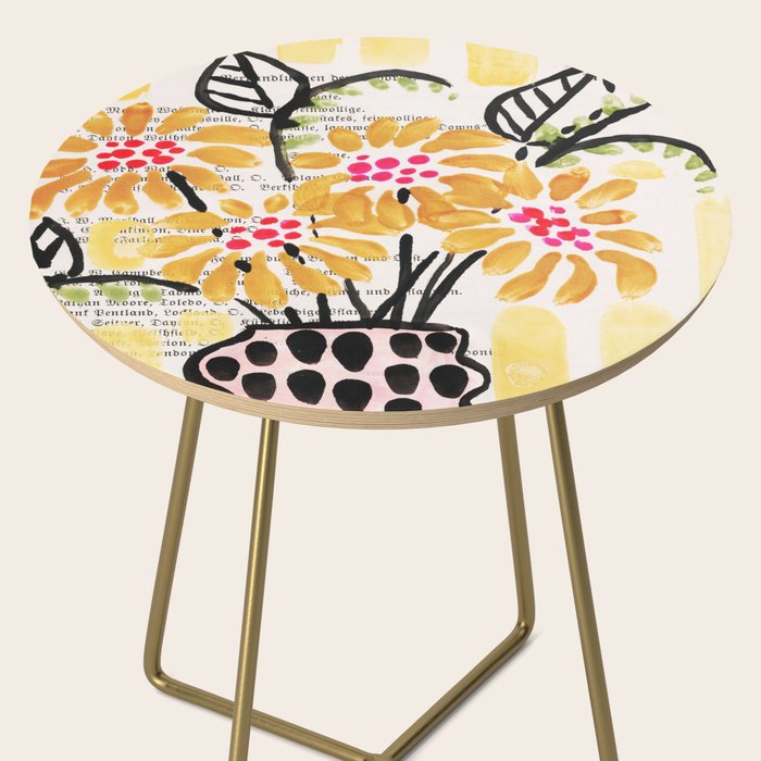 Gouache 2, still life: flowers in a vase with striped wallpaper Side Table Gallery Image 2