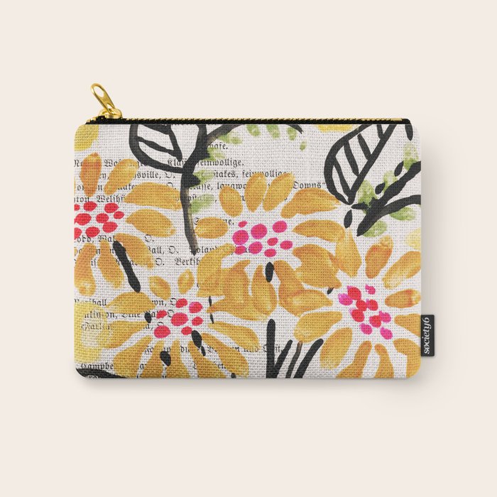 Gouache 2, still life: flowers in a vase with striped wallpaper Carry All Pouch Gallery Image 1