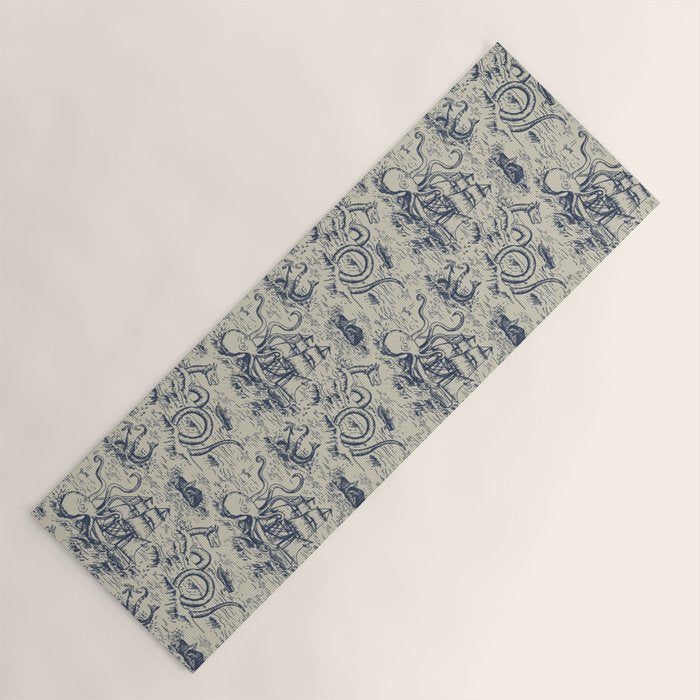 Mythical Sea Creatures Toile de Jouy Yoga Mat Gallery Image 1