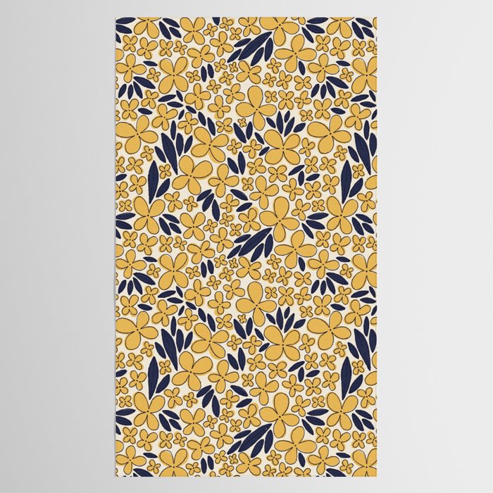 Four-leaf Flower Pattern / Yellow & Blue Tablecloth Gallery Image 2