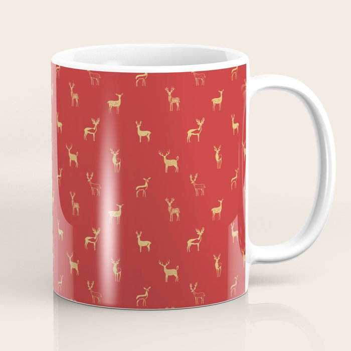 Vintage christmas deer animal pattern art Coffee Mug Gallery Image 1