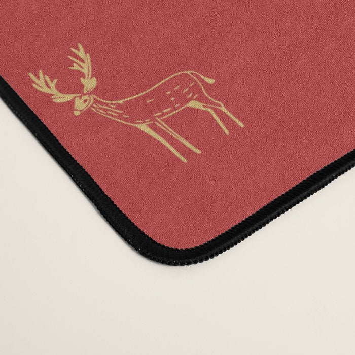 Vintage christmas deer animal pattern art Desk Mat Gallery Image 4
