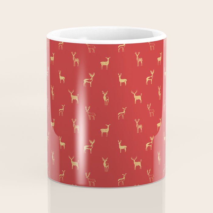 Vintage christmas deer animal pattern art Coffee Mug Gallery Image 4