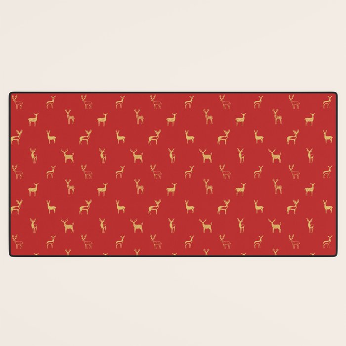 Vintage christmas deer animal pattern art Desk Mat Gallery Image 3