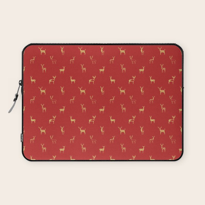 Vintage christmas deer animal pattern art Laptop Sleeve Gallery Image 1