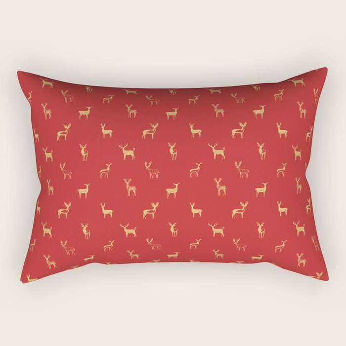 Vintage christmas deer animal pattern art Rectangular Pillow Gallery Image 2