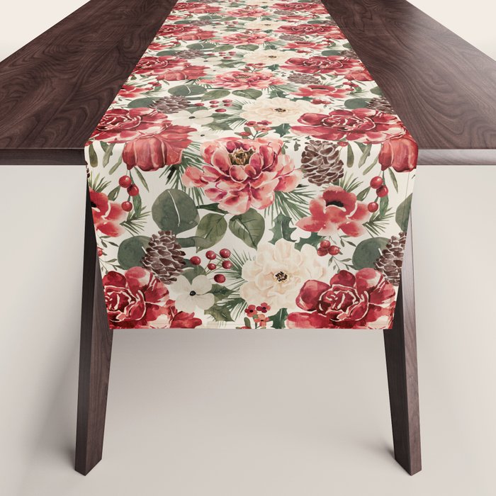 Vintage Christmas Floral Table Runner Gallery Image 1