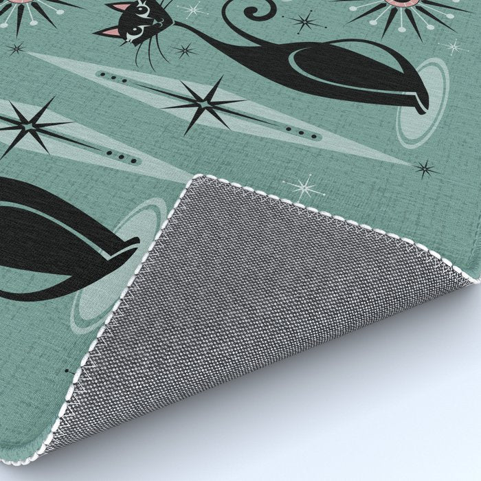 Mid Century Cats and Clocks -Spearmint Custom©studioxtine Rug Gallery Image 4