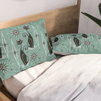 Mid Century Cats and Clocks -Spearmint Custom©studioxtine Pillow Sham Gallery Image 2