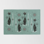 Mid Century Cats and Clocks -Spearmint Custom©studioxtine Rug Gallery Image 2